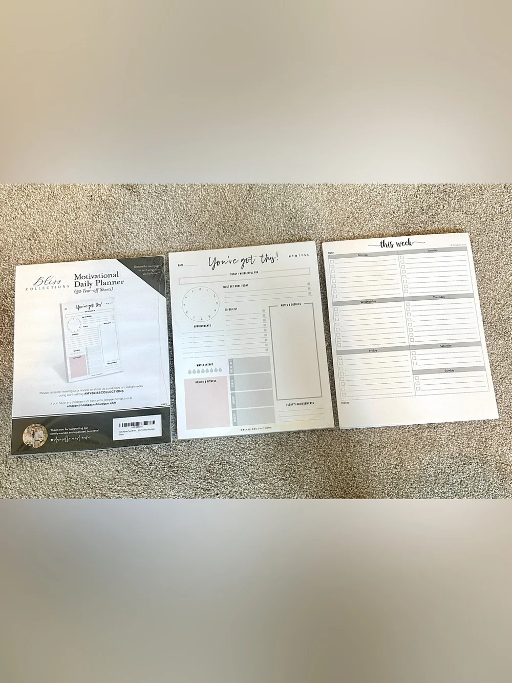 3x Daily Planner Weekly Notepad Lot To Do List Trackers 8.5x11 Desk Pads